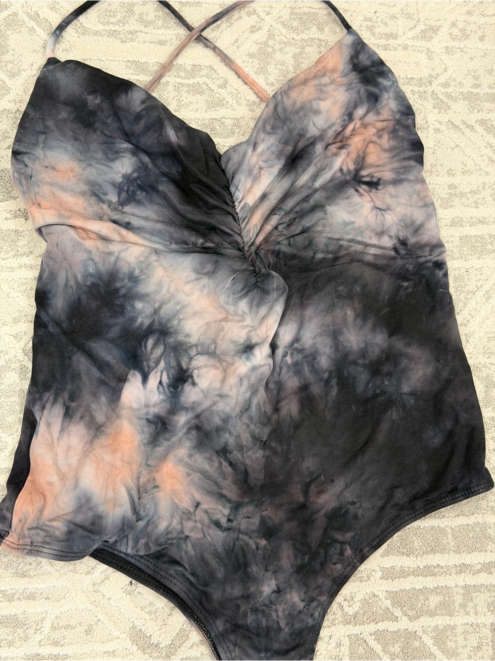 Women’s Tie-Dye Black & Peach Body Suit - Picture 2 of 3